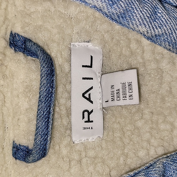 The Rail. Denim SHERPA-Lined Full-zip Hooded jacket. Unisex size Large - Picture 7 of 14